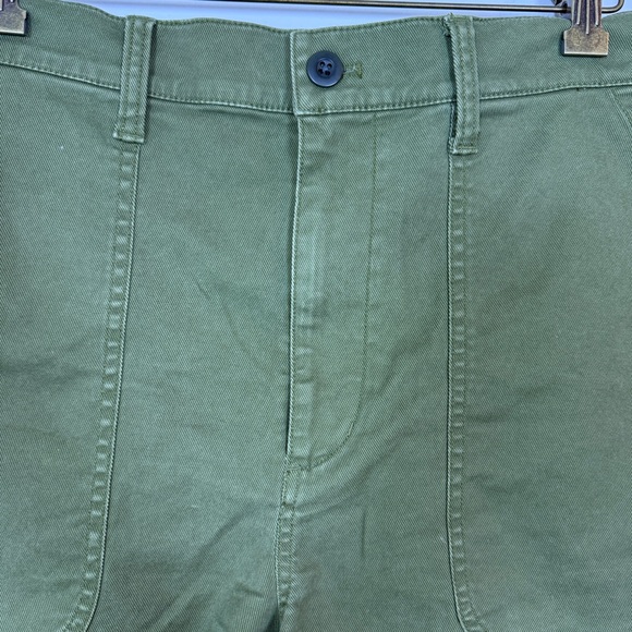 Madewell Patch Pocket Chino Utility Shorts Olive Green High Rise Size 33 NWT - Picture 7 of 8